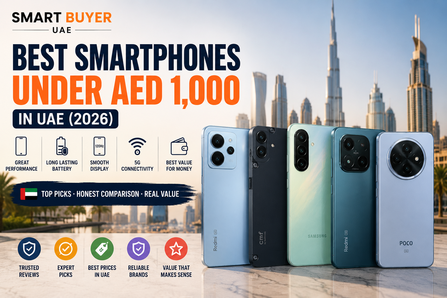 Best Smartphones Under AED 1,000 in UAE (2026): 5 Phones Worth Your Money