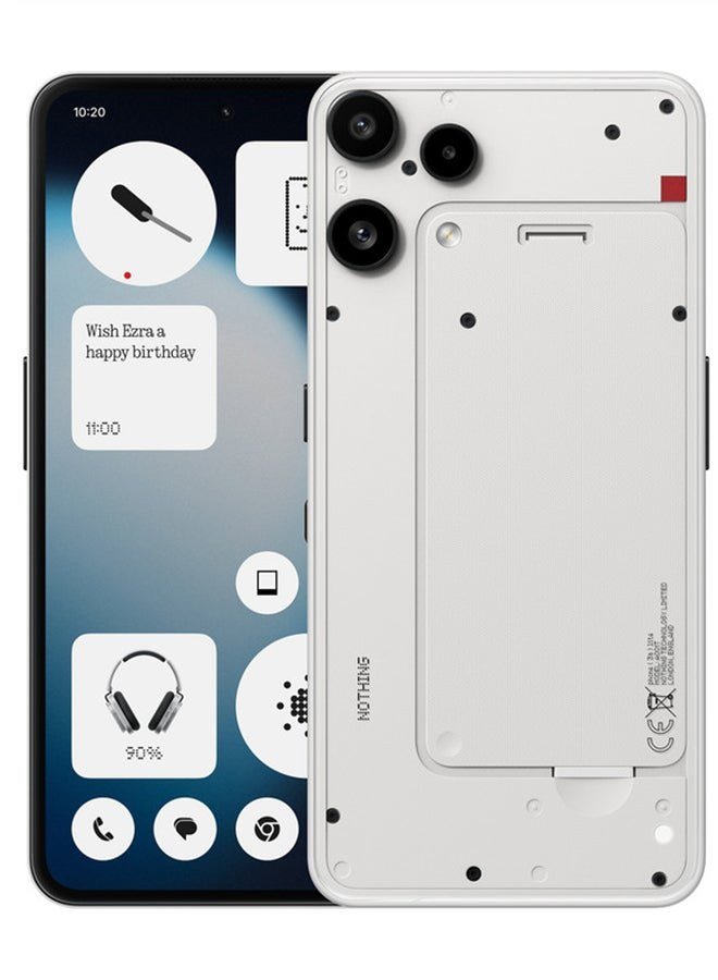 Nothing Phone (3a) Lite 5G in white, front and back